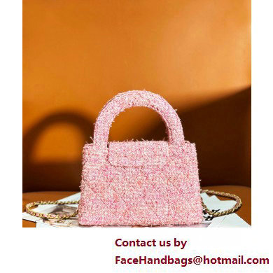 Chanel Cotton Tweed  &  Gold-Tone Metal Mini Shopping Bag AS4416 Pink 2025